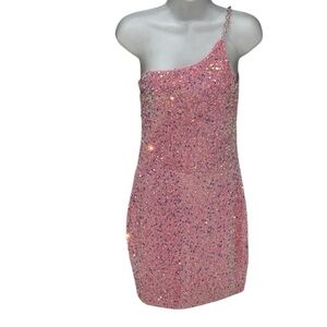 Source Unknown Pink Sequin Embellished Fabric BOX35